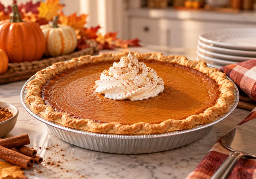 Cozy Autumn Pumpkin Pie Still Life