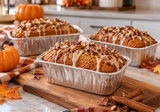 Glazed Pumpkin Bread Trio with Pecans