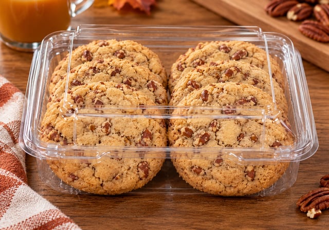 Maple Pecan Cookies in a Clear Bakery Box