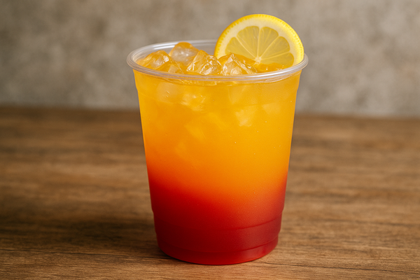 Layered Fruit Teas in a 9 oz. plastic cold cup